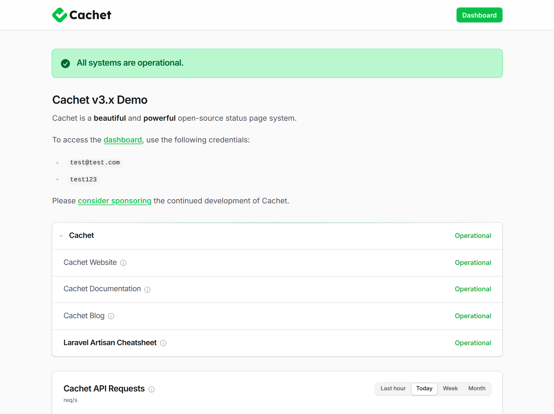 Cachet 3.x Screenshot