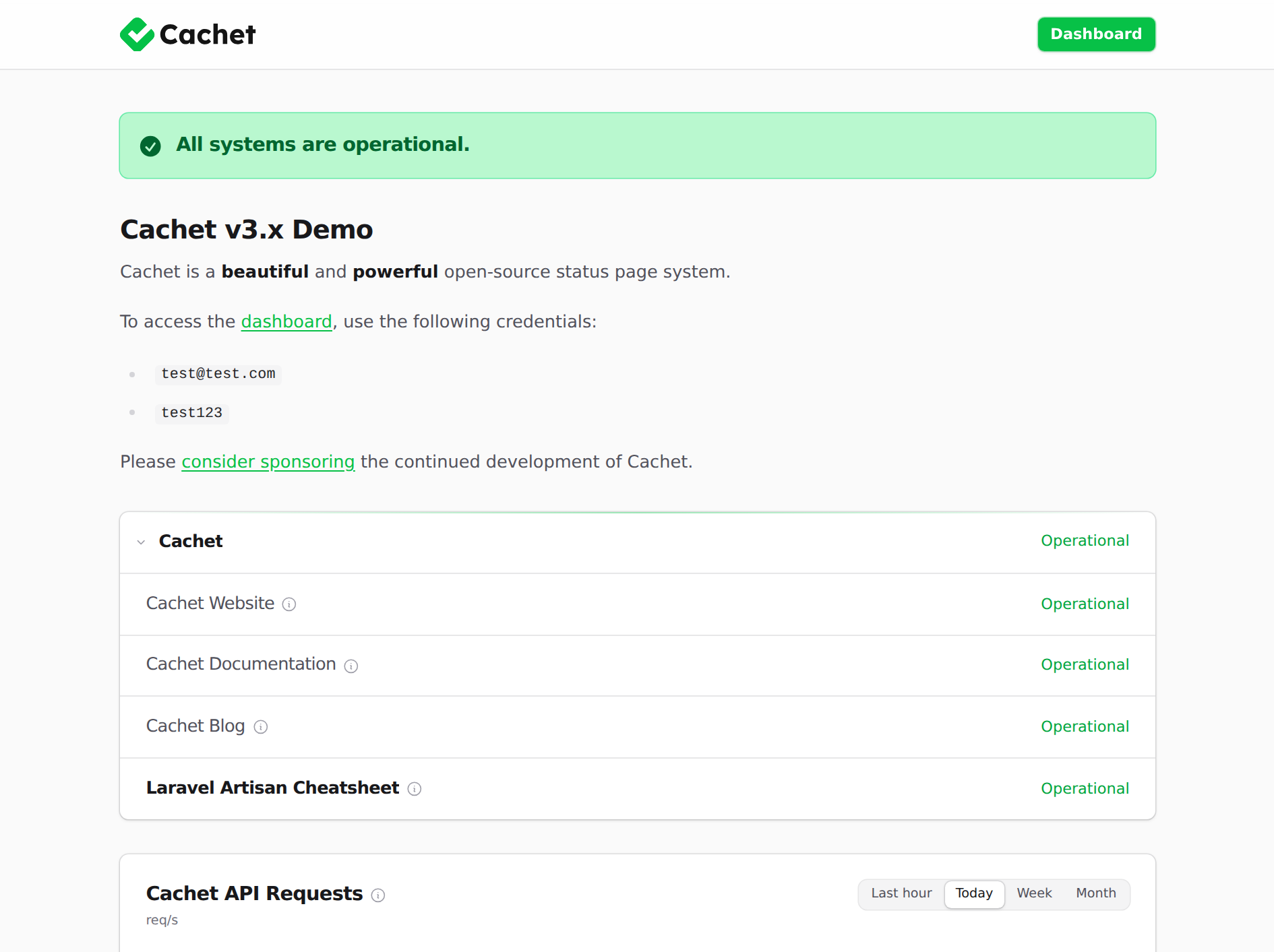 Cachet 3.x Screenshot